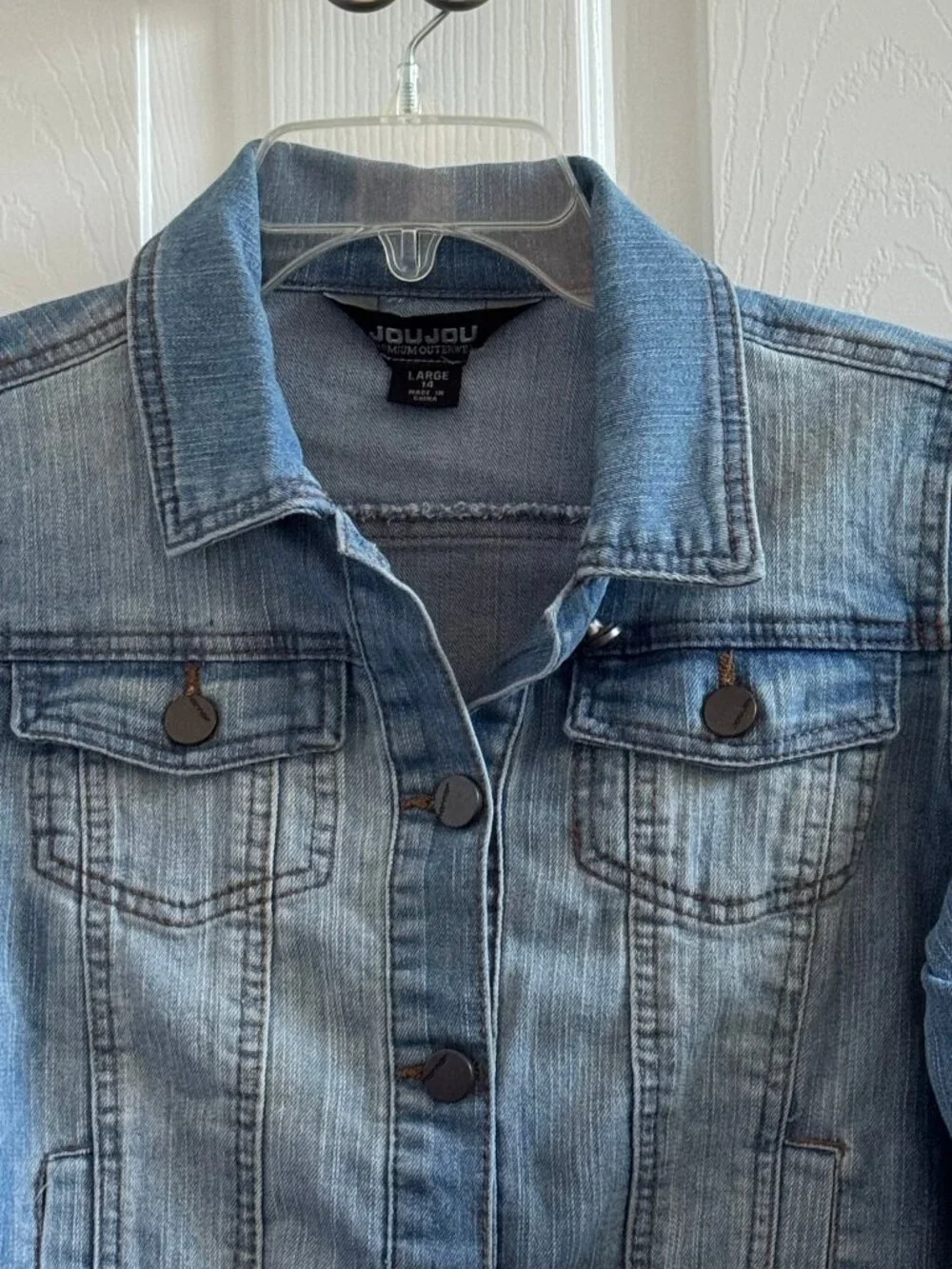 JouJou Girls Blue Denim Jacket Medium Wash Size Large
